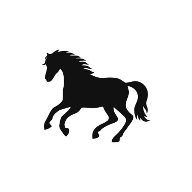 Logo illüstratör vektörünün at silueti. Beyaz arka planda izole edilmiş hayvan ikonunun aygır atı sembolü..