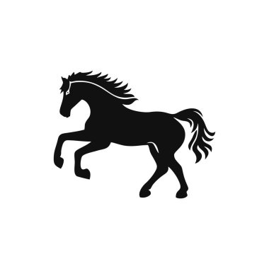 Logo illüstratör vektörünün at silueti. Beyaz arka planda izole edilmiş hayvan ikonunun aygır atı sembolü..