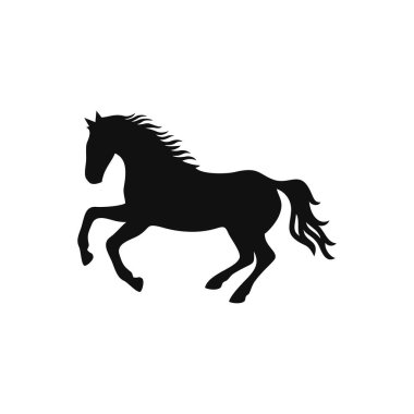 Logo illüstratör vektörünün at silueti. Beyaz arka planda izole edilmiş hayvan ikonunun aygır atı sembolü..