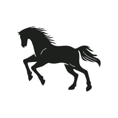 Logo illüstratör vektörünün at silueti. Beyaz arka planda izole edilmiş hayvan ikonunun aygır atı sembolü..