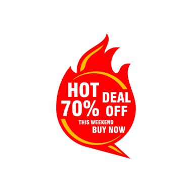 Hot Sales İndirimi% 70, Flash Satış Klibi Özel Teklif etiketi. Reklam etiketi vektörü En İyi Yarı Fiyat, Büyük İş, Promosyon Kelimeleri etiketi.