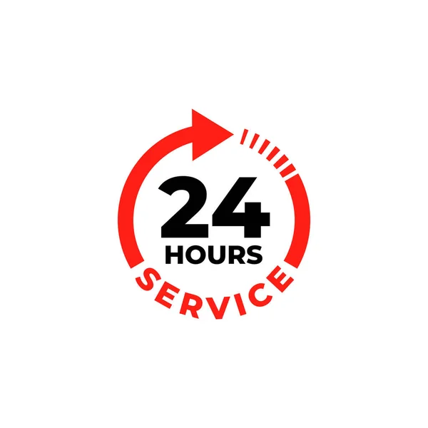 24 saatlik vektör etiketi. Müşteri hizmetleri etiketi Clipart, hızlı dağıtım bilgi sembolünü destekler.