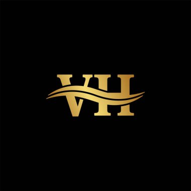 V.H Logo Harfleri Lüks logo tasarımı, ilk iş adı Lüks Logotype 'un serif tipografi vektörü