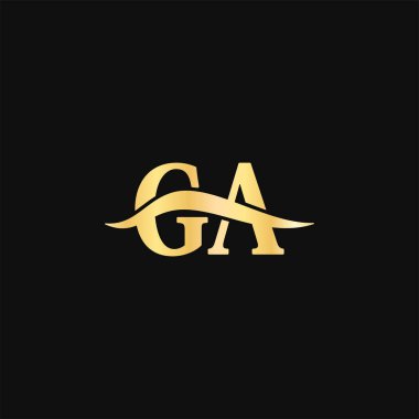 Logo G.A Letter Luxurious Logos tasarım logotype, başlangıç şirket adı Serif tasarımı için zarif tipografi vektörü.