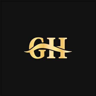GH Logo Tasarımı Harfi Minimalist, ilk marka yazı tipi logoları şablonunun zarif tipografi vektörü