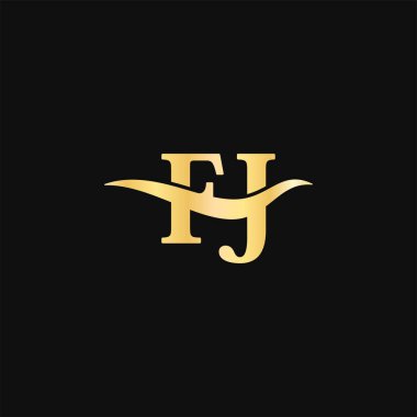 F.J harfi Logo zarif sembol, ilk markalaşma iş adı logolarının serif tipografi vektörü logo tasarımı