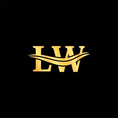 Lüks Logo harfi L.W Zarif logo tasarımı, ilk şirket adı logotype 'un serif tipografi vektörü.