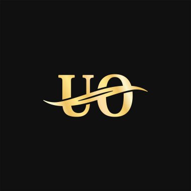 Lüks Logo Harfi UO logo şablonu, ilk şirket adı monogram tasarımı tipografi vektörü
