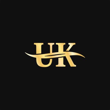 U.K Harf Logosu Logosu Tasarımı, ilk zarif yazı tipi damgalama ambleminin serif tipografi vektörü