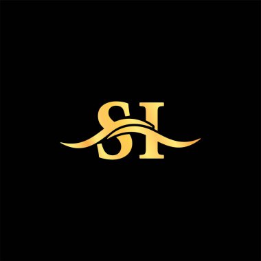 S.I. harfli ilk lüks logo monogramı. Ticari isim markalaştırma kimliğinin tipografi vektörü. Logotype