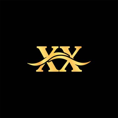 Harf X.X Monogram Logo altın gradyan serif tipografi vektörü iş adı kimlik kimliği serif yazı tipi tasarımı