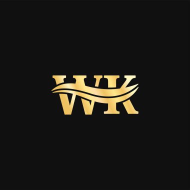 W.K harfli lüks logo tipi. Şık tasarım. Ticari ismin monogram logotinin tipografi vektörü.