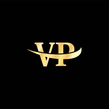 V.P harfi Minimalist Logo Luxury logotype serif tipografi vektörü iş adı Altın Tasarım