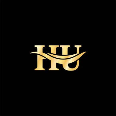 H.U harfi Minimalist Logo Luxury logotype serif tasarım iş adı markalaşma tasarım vektörü