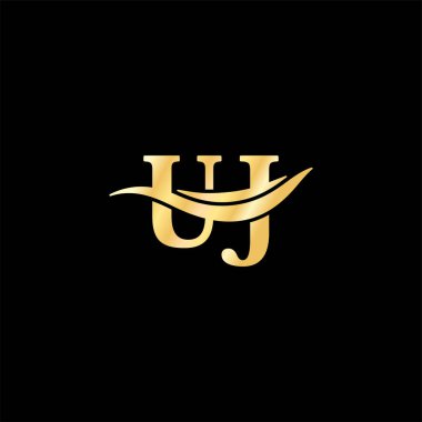 U.J. Letter logosu zarif monogram tasarımı lüks serif tipografi vektörü iş adı Golden Logos