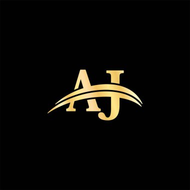 A.J. Logo Sembolü harfi, yaratıcı iş dünyasının ilk adı logoları şablon tasarımının zarif monogram vektörü