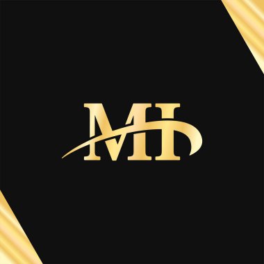 MI harfi Minimalist Logo Luxury logotype iş dünyasının ilk adı Altın Sanat Tasarımı tipografi vektörü