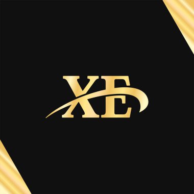 XE harfi Minimalist Logo Luxury logotype iş dünyasının ilk adı Altın Sanat Tasarımı tipografi vektörü