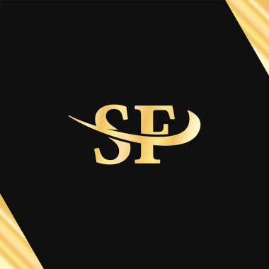 SF harfi ilk Logo zarif yazı tipi tasarımı iş adı markalaştırma logolarının asgari tipografi vektörü