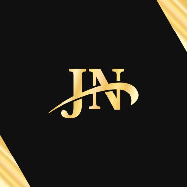 J.N harfli ilk Logo Monogram Altın Tasarım İşletme adı Logotype 'un lüks tipografi vektörü