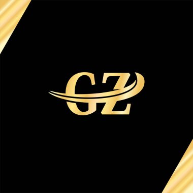 Lüks Mektup GZ yaratıcı logo şablonu, şirketin ilk adı monogram tasarımı serif tipografi vektörü