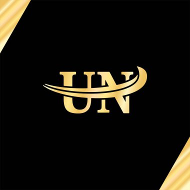Lüks Mektup U.N yaratıcı logo şablonu, şirketin ilk adı monogram tasarımı serif tipografi vektörü