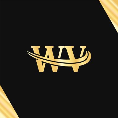 W.V harfi Minimalist Logo Luxury logotype iş dünyasının ilk adı olan altın sanat tasarımı tipografi vektörü