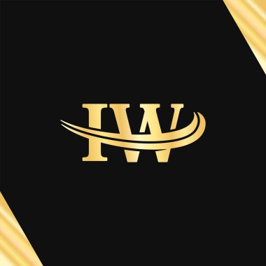 I.W harfli ilk lüks Logo Monogram Zarif tasarım iş dünyasının ilk adı Art Logotype 'un tipografi vektörü