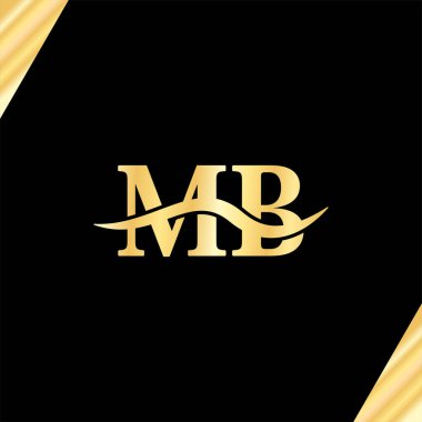MB harfli yaratıcı Logo Zarif dalga tasarımı, şirketin ilk adı logotinin monogram tipografi vektörü.
