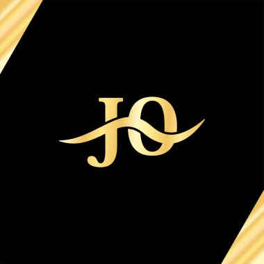 Zarif Logo J.O Harf Dalga Sembolü, şirket adı logolarının monogram tasarım vektörü.