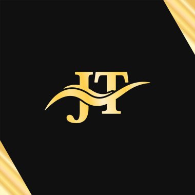 Şık logo JT harfi Lüks Monogram iş adı markalaştırma serif yazı tipi logografi vektörü