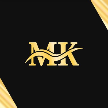 MK harfi Minimalist Logo Lüks logosu iş dünyasının ilk isim dizaynının serif tipografi vektörü