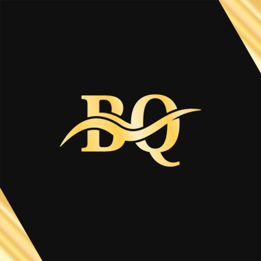 Şık Logo BQ harfi, iş dünyasının ilk adı Serif yazı tipi tasarımının lüks monogram logotip vektörü