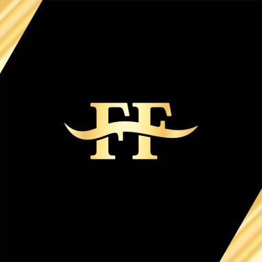 Logo F.F Mektup Lüks Logolar, şirketin ilk adı logottip tasarımının yaratıcı tipografi vektörü.