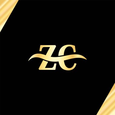 Zarif Logo Harfi ZC lüks sembol tasarımı, ilk iş adı Logotype 'un serif tipografi vektörü