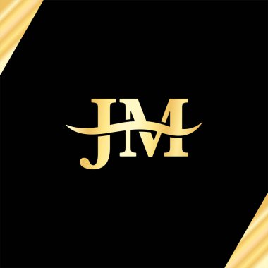 Zarif logotip harf JM Sembol, iş dünyasının ilk adı logo tasarımı için delüks tipografi vektörü