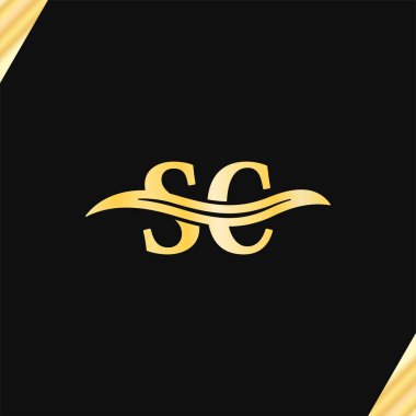 S.C harfi Minimalist Logo Lüks Serif iş dünyasının ilk adı logotype tasarımı için tipografi vektörü