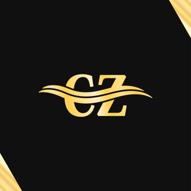Şık Logo CZ harfi iş adı serif yazı tipi logotinin lüks monogram tasarım vektörü