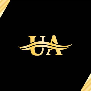 UA harfi Minimalist Logo Lüks Serif iş dünyasının ilk adı logotype tasarımı için tipografi vektörü