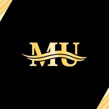 MU harfi Logo zarif tasarımı iş adı markalaştırma logolarının asgari tipografi vektörü