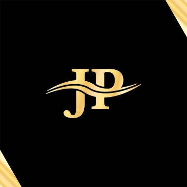 J.P harfi Logo zarif tasarımı iş adı markalaştırma logolarının asgari tipografi vektörü