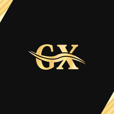İş adı Golden Monogram Art Logos 'un tipografi vektörü GX Letter logosu minimal tasarım lüks serif