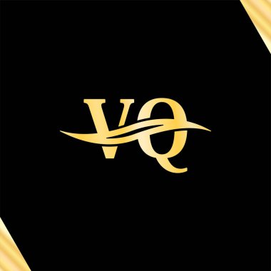 V Q Harfi yaratıcı monogram logo tasarımı, markalaşma isminin zarif tipografi vektörü Logotype.