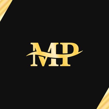 MP 'nin lüks logo tipografisinin vektörü, iş adı Logotype' un baş harfleri