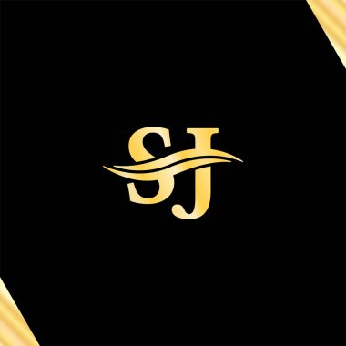 SJ harfi Minimalist Logo Lüks Serif iş dünyasının ilk adı logotip tasarım vektörü
