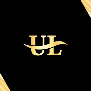 Şık Logo UL harfi, iş dünyasının ilk adı olan Serif yazı tipi logotinin lüks monogram tasarım vektörü