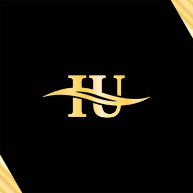 IU harfinin vektörü Zarif Logo tipografisi, iş adı Logotype için paraf