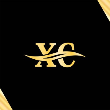 XC harfinin vektörü Zarif Logo tipografisi, iş adı Logotype için paraf