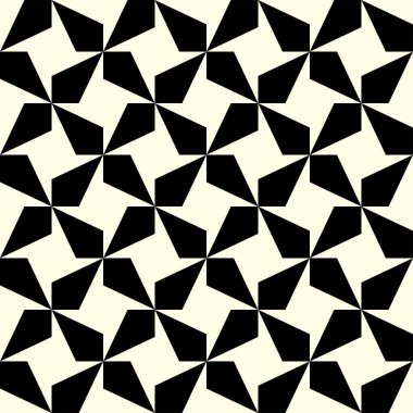 Tessellasyon 'un optik yanılsaması kusursuz model vektörünü şekillendirir. Sanatsal tasarımın tekrarlanan desenleri.