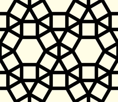 Kusursuz desen sanatı. Geometrik şekil tekrarlanan Döşemeler Birbirine kenetlenen vektör tasarımı, yazdırılabilir.